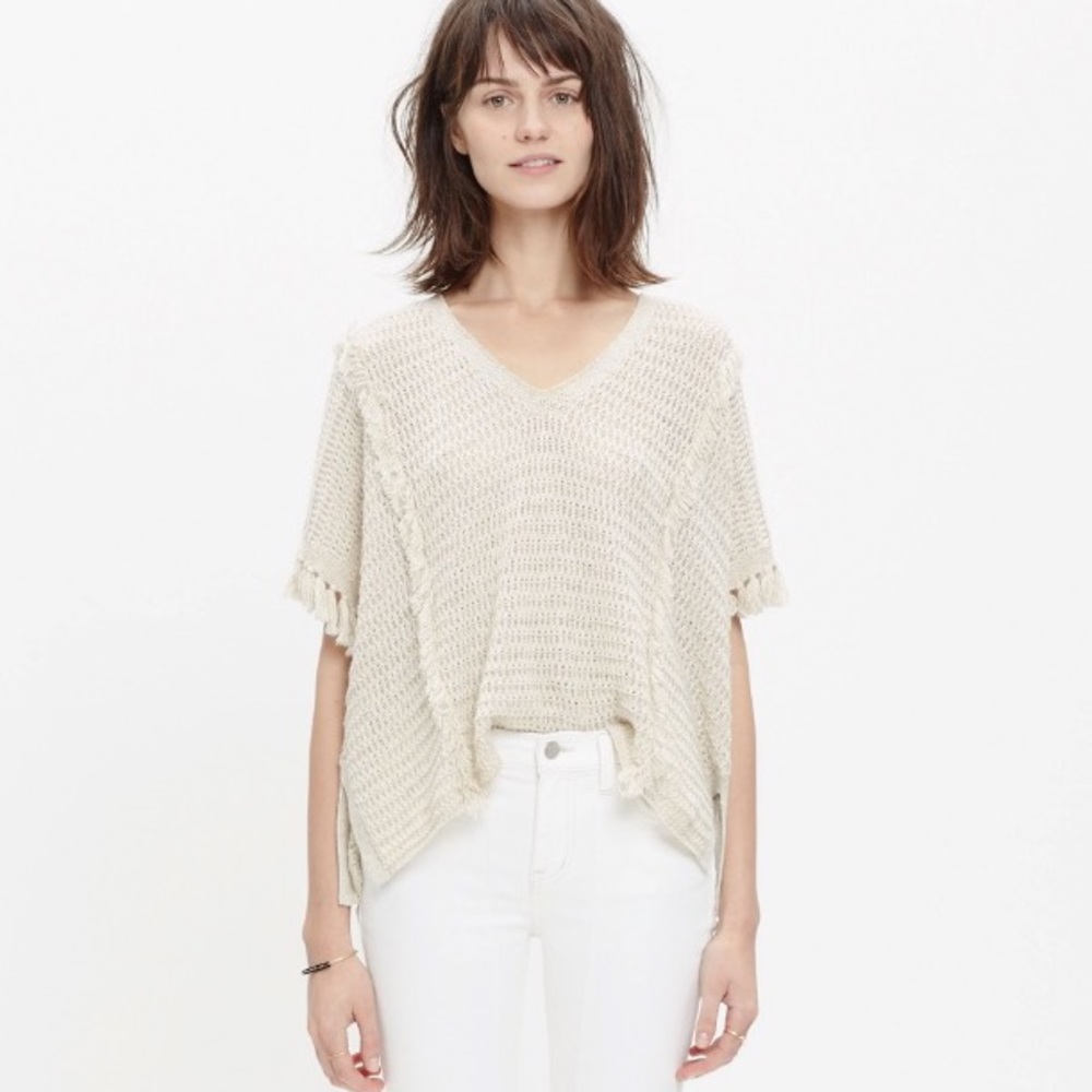 NWOT Madewell Nude Fringe Top Size M